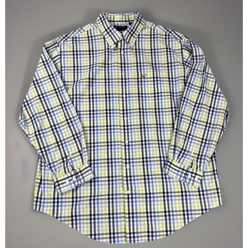 JACK NICKLAUS Long Sleeve Button Down Preppy Plaid Cotton Dress Shirt - Men's XL